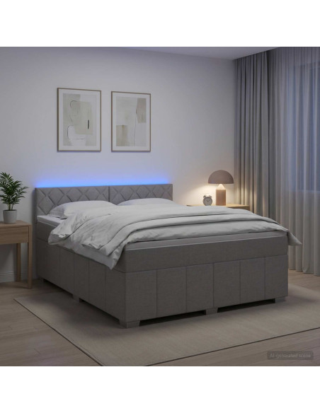 Letto box spring con materasso Grigio Chiaro 140 x 200 cm