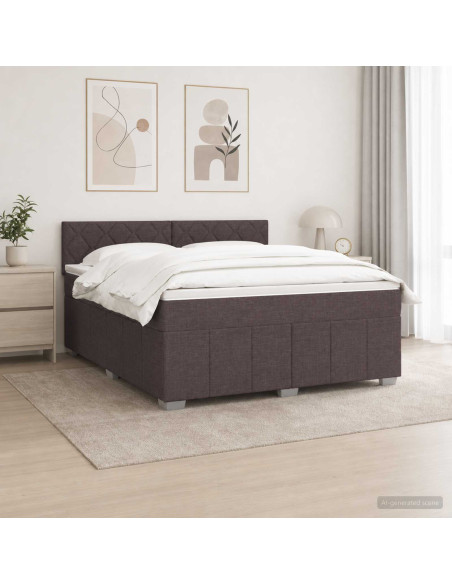 Letto box spring con materasso Marrone Scuro 180 x 200 cm