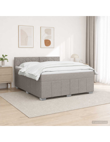 Letto box spring con materasso Tortora 180 x 200 cm Tessuto