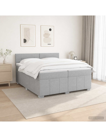 Letto box spring con materasso Grigio Chiaro 200 x 200 cm