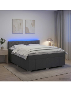 Letto box spring con materasso Grigio Scuro 200 x 200 cm
