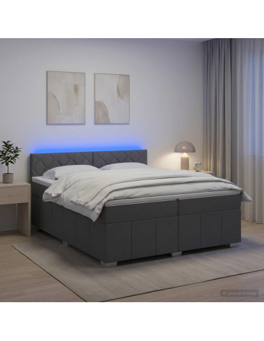 Letto box spring con materasso Grigio Scuro 200 x 200 cm