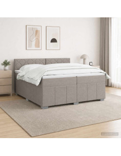 Letto box spring con materasso Tortora 200 x 200 cm Tessuto