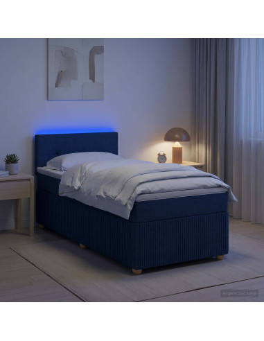 Letto box spring con materasso Blu 80 x 200 cm Tessuto