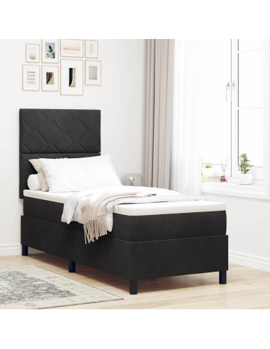 Letto a Sorgente LED con testiera Nero 80 x 200 cm Velluto