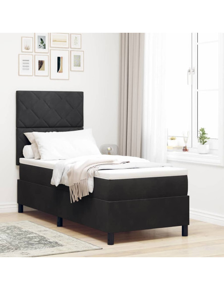 Letto a Sorgente LED con testiera Nero 80 x 200 cm Velluto