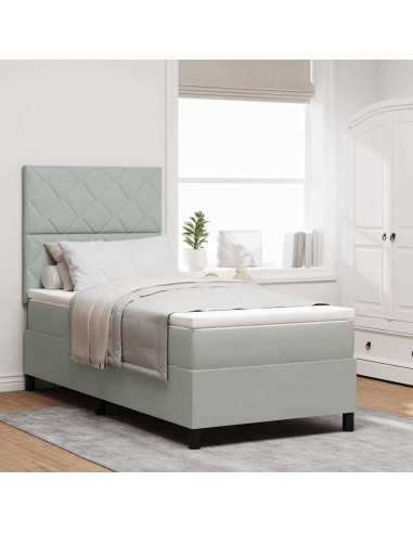 Letto a Sorgente LED Grigio chiaro 100 x 200 cm Velluto