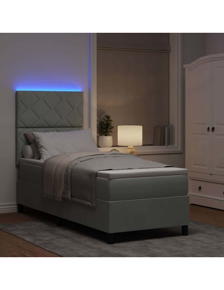 Letto a Sorgente LED Grigio chiaro 80 x 200 cm Velluto
