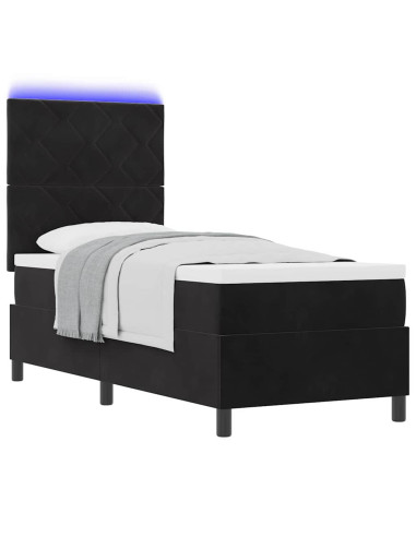 Letto a Sorgente LED con testiera Nero 80 x 200 cm Velluto