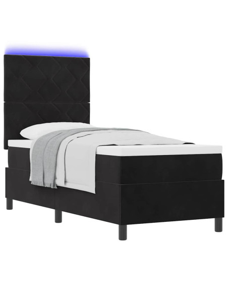 Letto a Sorgente LED con testiera Nero 80 x 200 cm Velluto