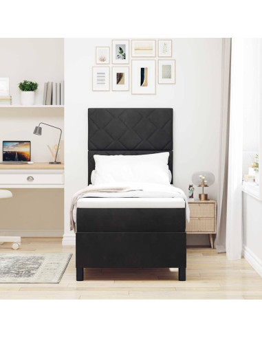 Letto a Sorgente LED con testiera Nero 80 x 200 cm Velluto