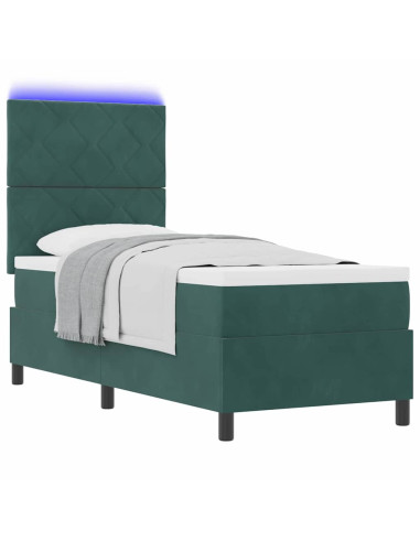 Letto a Sorgente LED Verde Scuro 80 x 200 cm Velluto