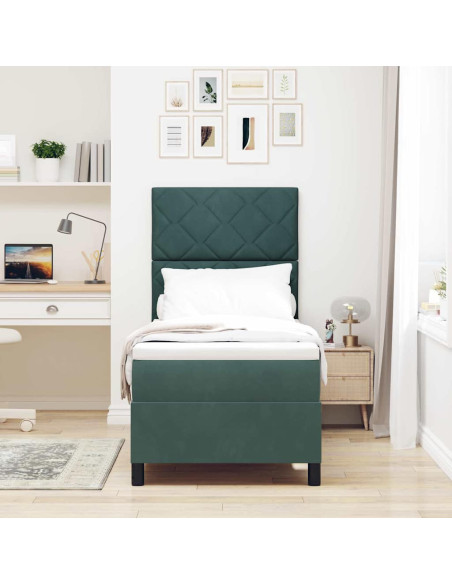 Letto a Sorgente LED Verde Scuro 80 x 200 cm Velluto