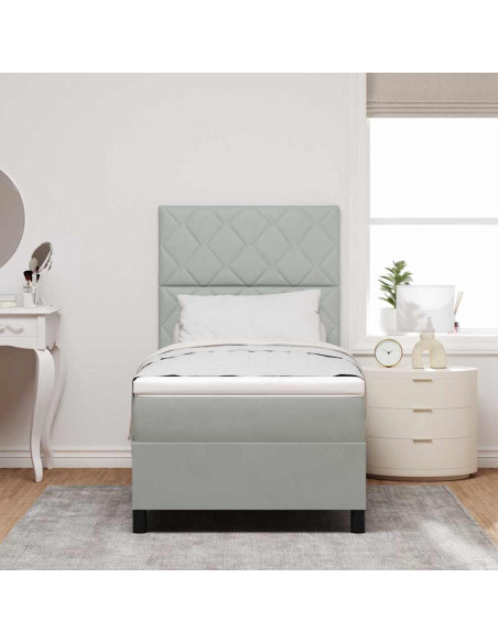 Letto a Sorgente LED Grigio chiaro 100 x 200 cm Velluto