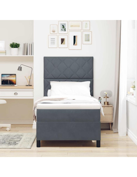 Letto a Sorgente LED Grigio scuro 100 x 200 cm Velluto