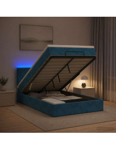 Letto Ottomano con Materasso e LED Blu scuro 120 x 200 cm