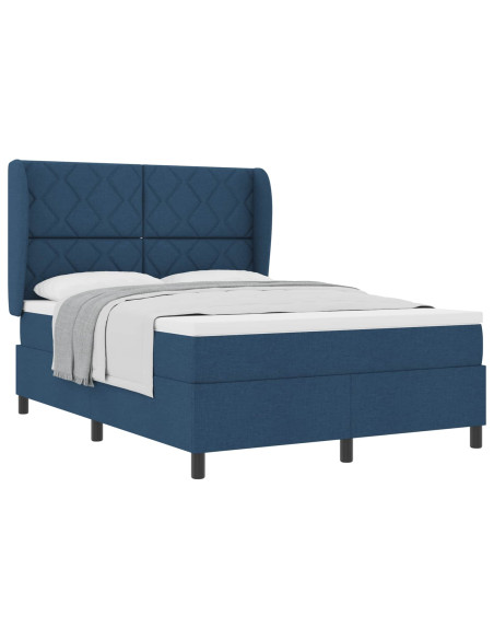 Letto a molle con testiera Blu 140 x 200 cm Tessuto