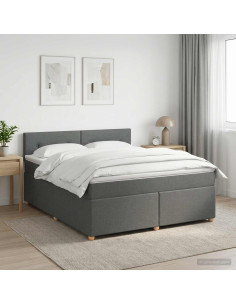 Letto box spring con materasso Grigio Scuro 180 x 200 cm