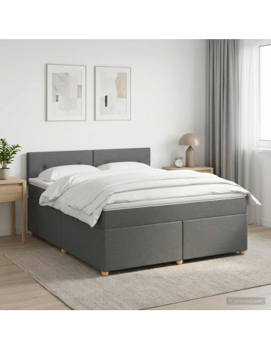Letto box spring con materasso Grigio Scuro 180 x 200 cm