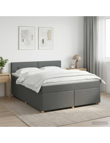 Letto box spring con materasso Grigio Scuro 180 x 200 cm