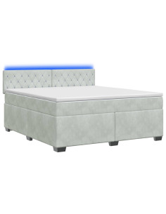 Letto con Box Spring, Materasso e LED Grigio Chiaro Velluto 2