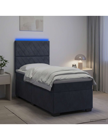 Letto box spring con materasso Grigio Scuro 100 x 200 cm