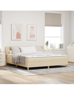 Letto a molle con testiera Crema 180 x 200 cm Tessuto
