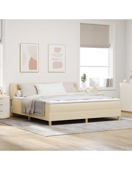 Letto a molle con testiera Crema 180 x 200 cm Tessuto