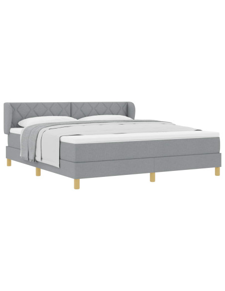 Letto a molle con testiera Grigio chiaro 180 x 200 cm Tessuto