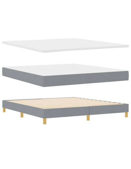 Letto a molle con testiera Grigio chiaro 180 x 200 cm Tessuto