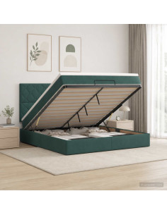 Letto ottomano con materasso Verde Scuro 180 x 200 cm Velluto
