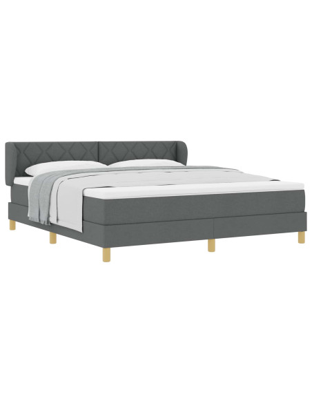 Letto a molle con testiera Grigio scuro 180 x 200 cm Tessuto