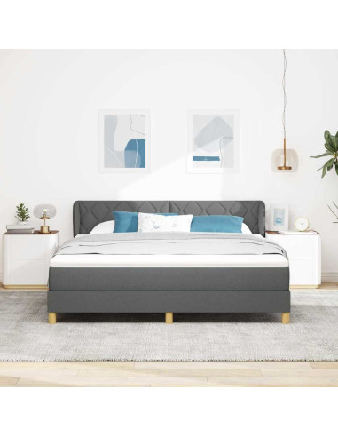 Letto a molle con testiera Grigio scuro 180 x 200 cm Tessuto