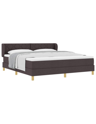 Letto a molle con testiera Marrone Scuro 180 x 200 cm Tessuto