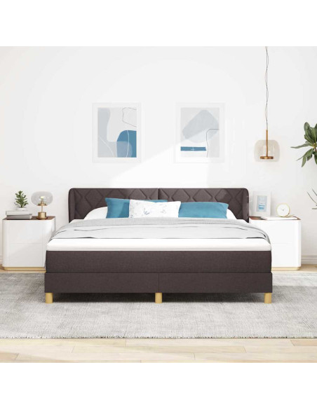 Letto a molle con testiera Marrone Scuro 180 x 200 cm Tessuto
