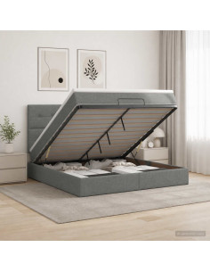 Letto Ottomano con Materasso e LED Grigio Scuro 180 x 200 cm