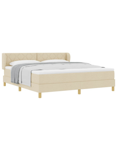 Letto a molle con testiera Crema 180 x 200 cm Tessuto