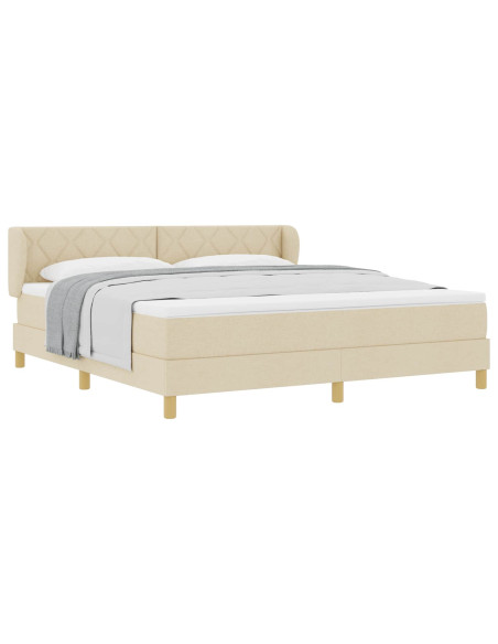 Letto a molle con testiera Crema 180 x 200 cm Tessuto