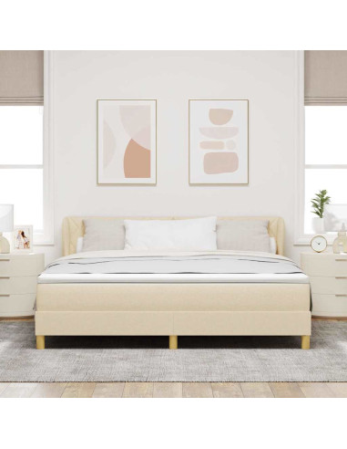 Letto a molle con testiera Crema 180 x 200 cm Tessuto