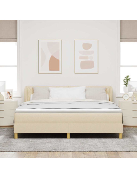 Letto a molle con testiera Crema 180 x 200 cm Tessuto