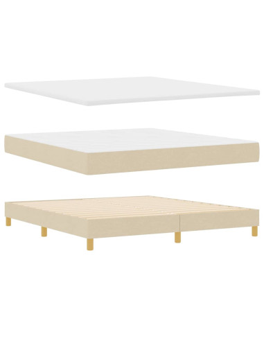 Letto a molle con testiera Crema 180 x 200 cm Tessuto