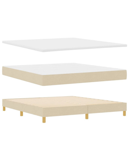 Letto a molle con testiera Crema 180 x 200 cm Tessuto