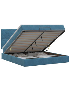 Letto ottomano con materasso Blu Scuro 140 x 190 cm Velluto 2
