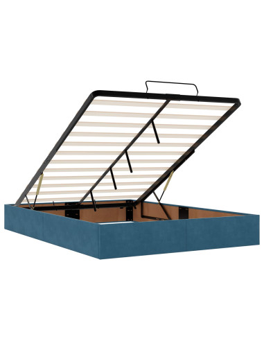 Letto ottomano con materasso Blu Scuro 140 x 190 cm Velluto