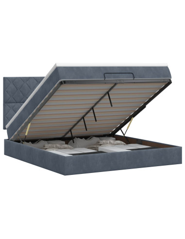 Letto ottomano con materasso Grigio Scuro 140 x 200 cm Velluto