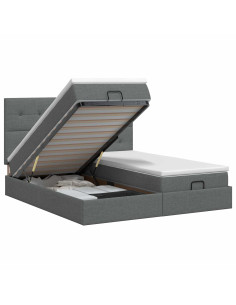 Letto ottomano con materasso 2 pz Grigio Scuro Tessuto 2