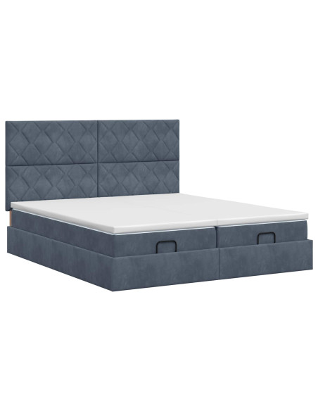 Letto ottomano con materasso 2 pz Grigio Scuro Velluto