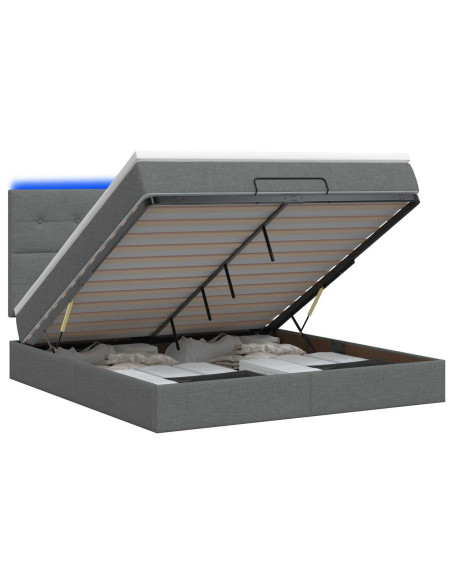 Letto Ottomano con Materasso e LED Grigio Scuro 180 x 200 cm