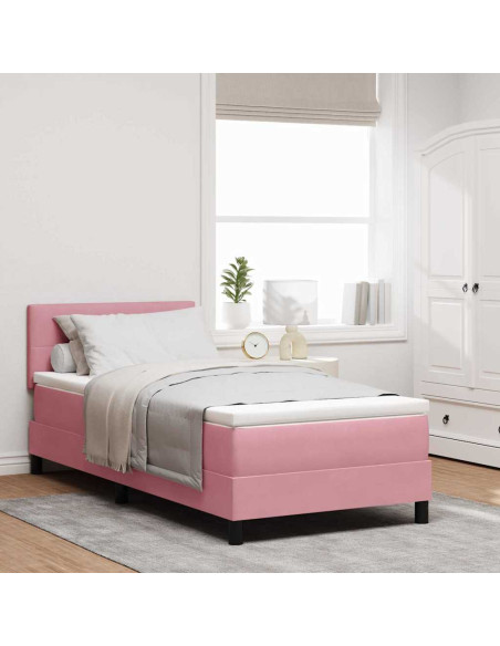 Letto a molle con testiera Rosa 120 x 190 cm Velluto