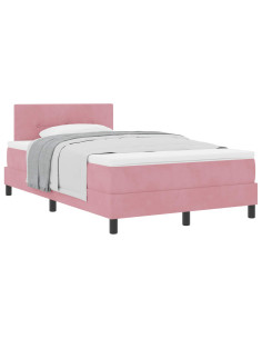 Letto a molle con testiera Rosa 120 x 190 cm Velluto 2